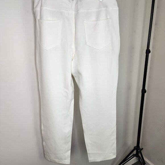 NEW Belle by Kim Gravel Petite Perfect Ponte Straight Leg Pant Cream Size 16P - Picture 8 of 9